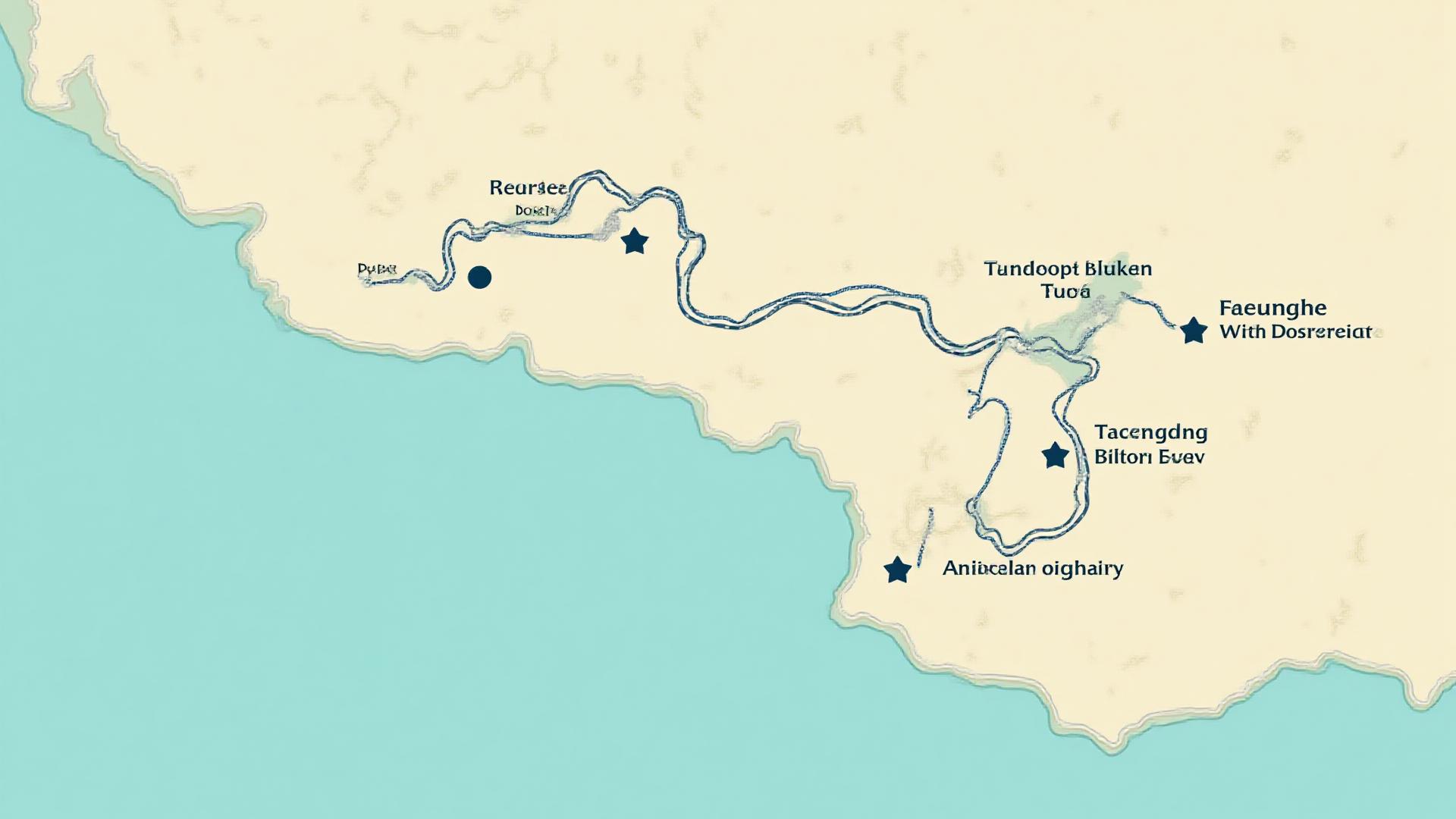 부산 해안선과 주요 산책로를 표시한 스타일리시한 지도