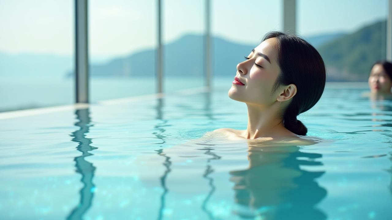 편안하게 해수 테라피를 받는 사람의 모습